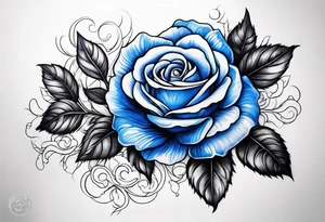 Blue and white rose tattoo idea