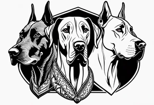 4 Great Danes together tattoo idea