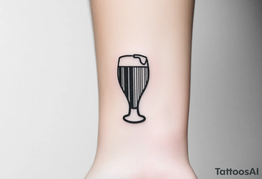 A barcode that turns into a beer glass shape, symbolizing the commercial and artistic side of beer culture tattoo idea