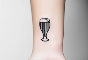 A barcode that turns into a beer glass shape, symbolizing the commercial and artistic side of beer culture tattoo idea