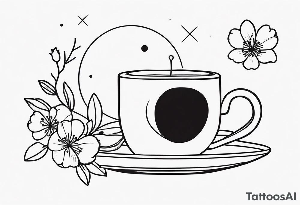 mocha coffee, moon, peach, blossom from powerpuff girls tattoo idea