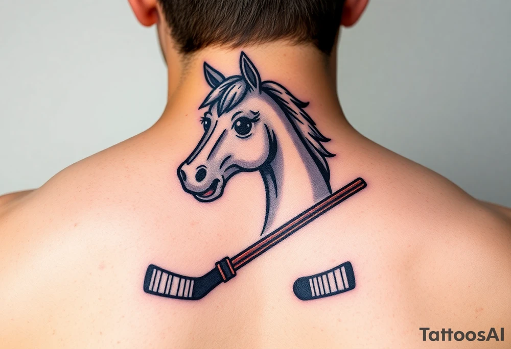 Horse with hockey sticks tattoo idea