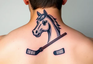 Horse with hockey sticks tattoo idea