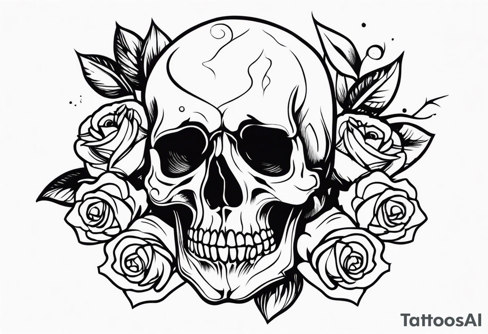 skull and roses tattoo idea