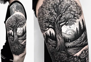 Andrea Rogge art tattoo, where two people overflow into a tree tattoo idea