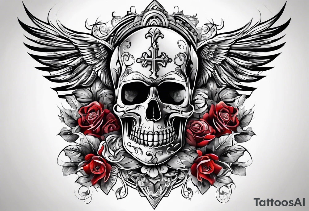 41 with design and cross tattoo idea