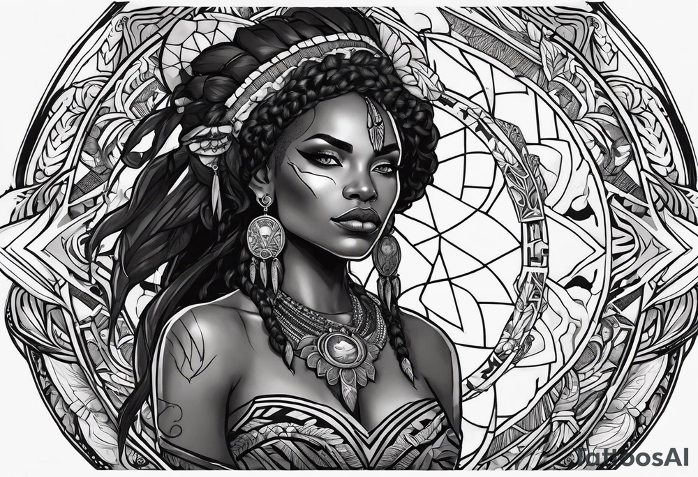 valkrye, kali, pirate, african goddess, , warrior, native american, lotus, zenza resonance, skulls, pachamama, left side face, chest, wing, tattoo idea