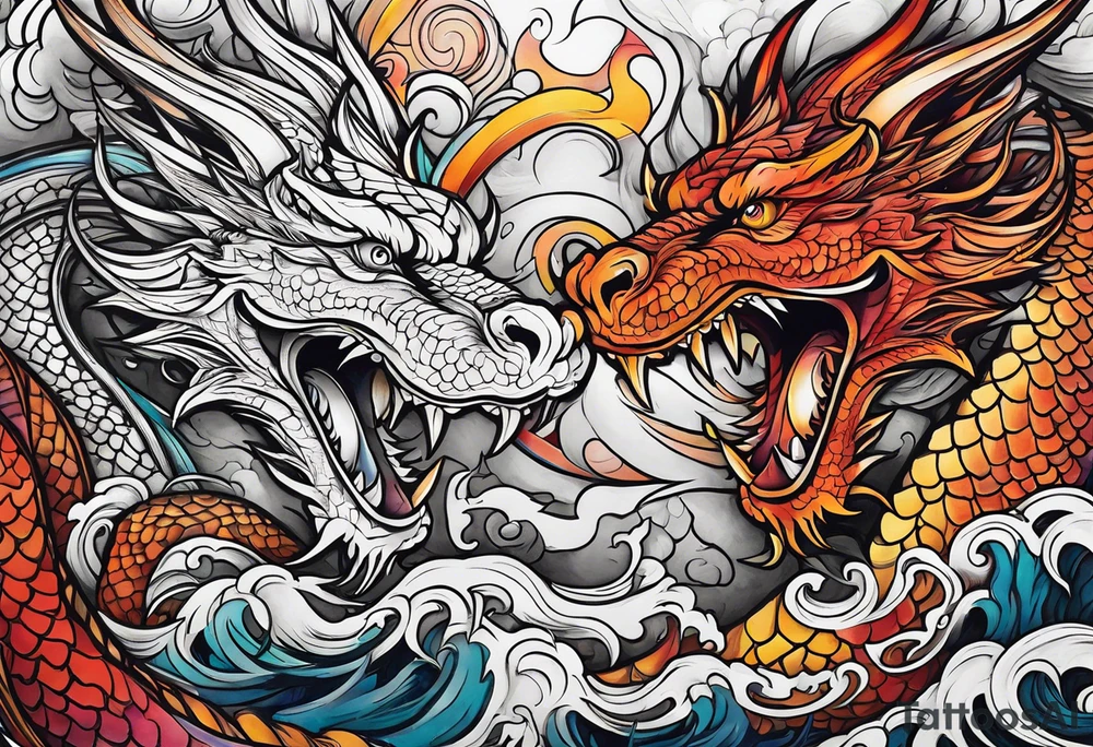 roaring dragons tattoo idea