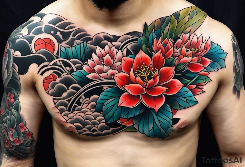 Japanese tattoo on chest tattoo idea