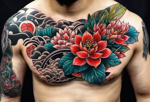 Japanese tattoo on chest tattoo idea
