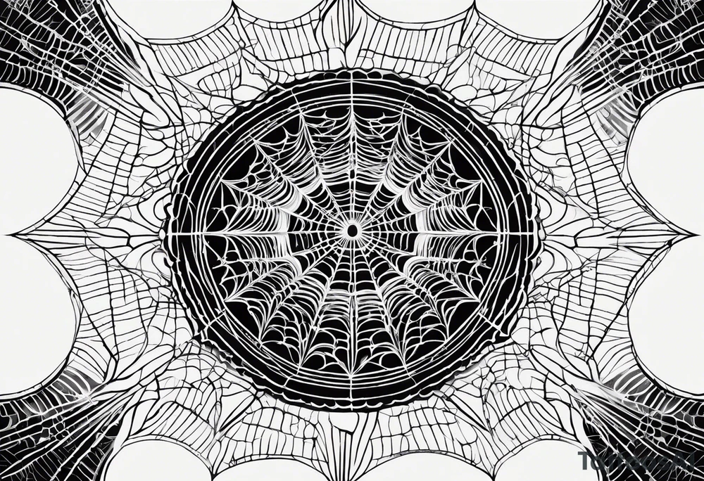 symmetrical spider web with 4 rows tattoo idea