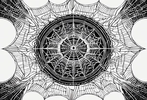 symmetrical spider web with 4 rows tattoo idea