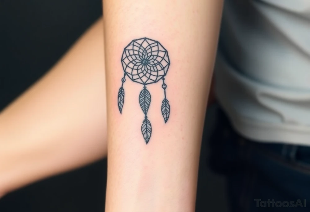 dreamcatcher, with feathers, authentic tattoo idea