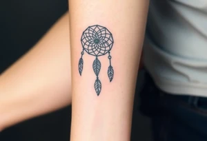 dreamcatcher, with feathers, authentic tattoo idea