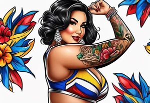 Thick latina woman in a bills cheerleader outfit tattoo idea