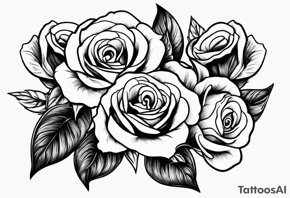Four roses with a banner tattoo idea