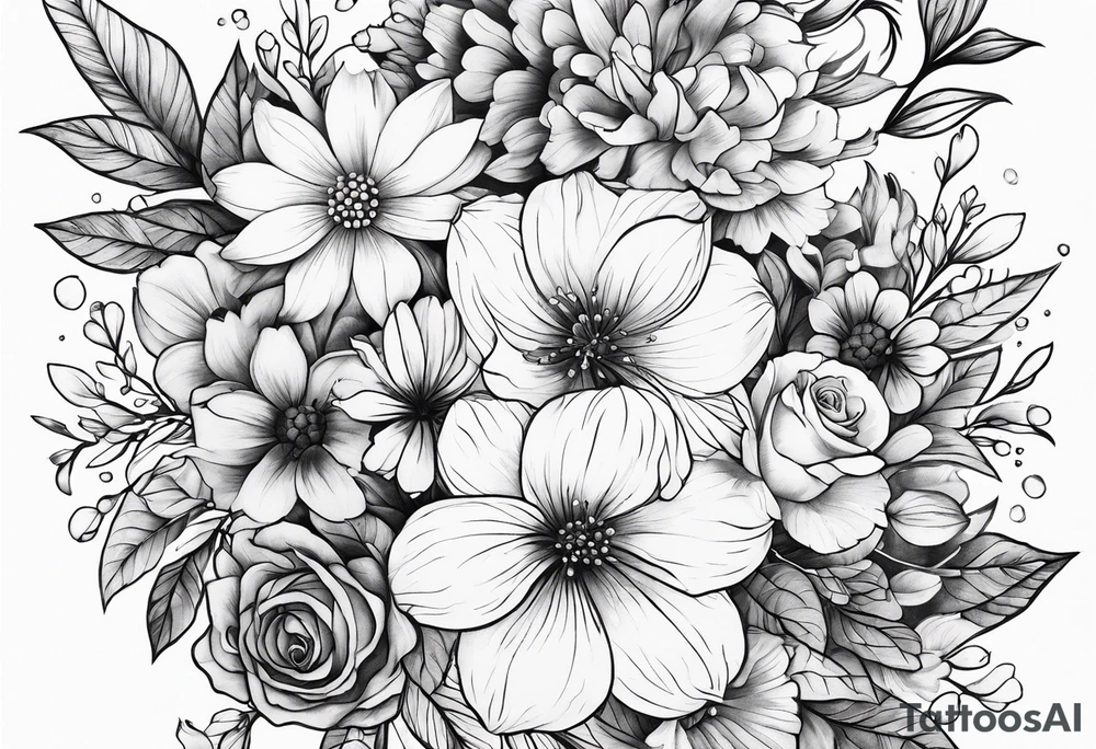 Tiny florals on shoulders tattoo idea