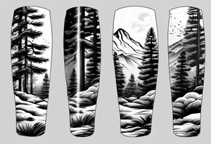 pine tree moutain sleeve tattoo idea