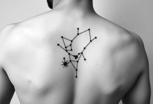 Big Virgo constellation into galaxy for leg tattoo idea