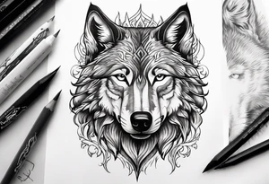 Wolf from flames from rose tattoo idea
