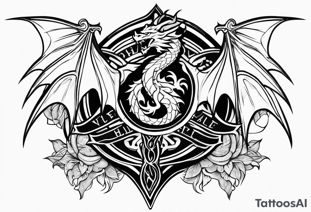 Valhalla sword shield dragon tattoo idea