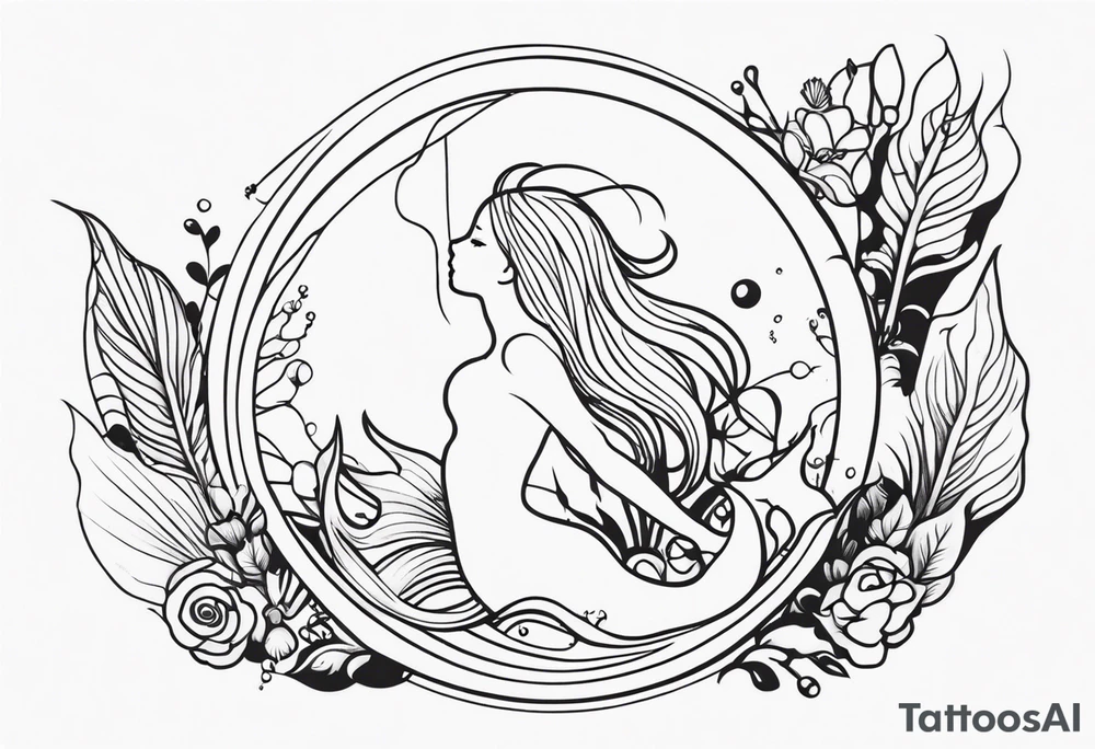 create a sketch of a minimalist mermaid tattoo including the number 311 tattoo idea