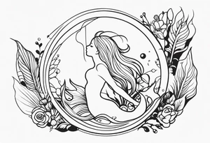 create a sketch of a minimalist mermaid tattoo including the number 311 tattoo idea