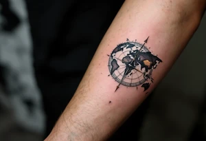 world map compass/clock tattoo idea