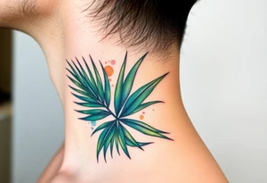 large palm leaves twisted side neck tattoo tattoo idea