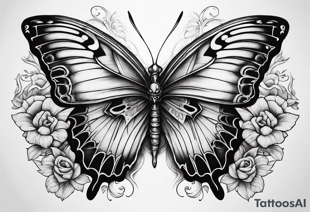 reincarnation, butterfly, skull tattoo idea