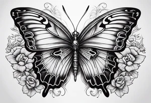 reincarnation, butterfly, skull tattoo idea