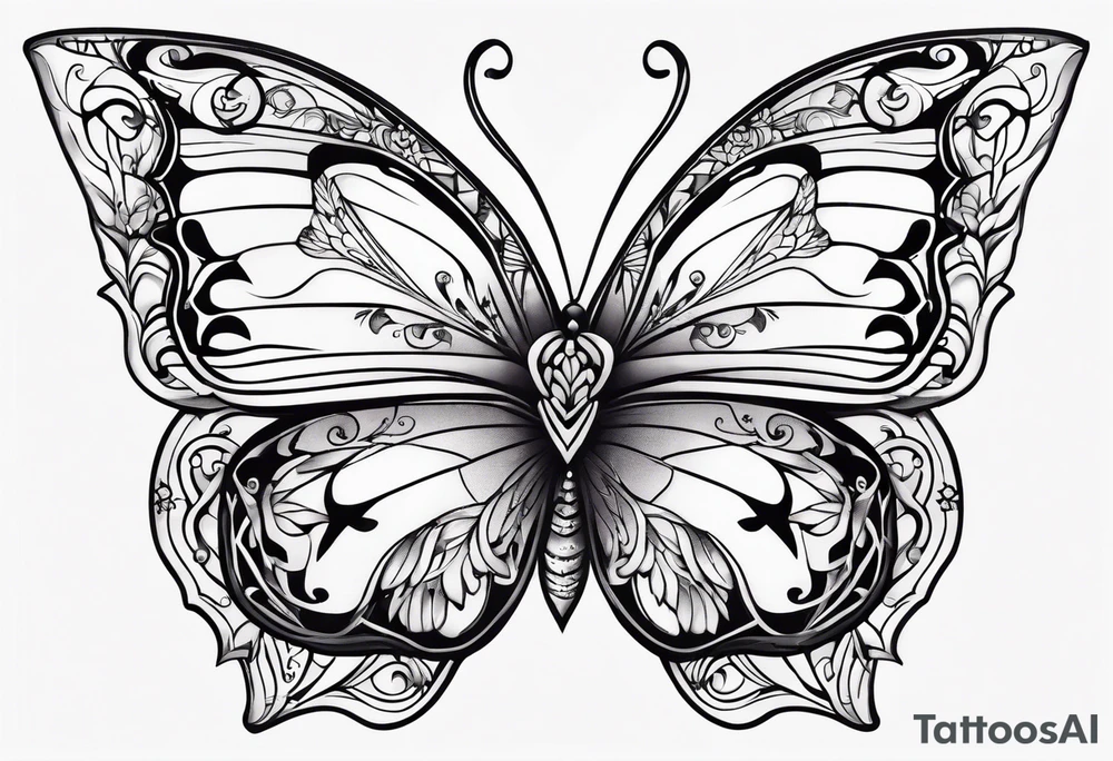 Butterfly with flower wings tattoo idea