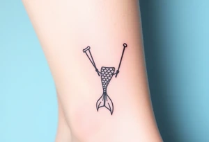 Simple Mermaid tail with crutches tattoo idea