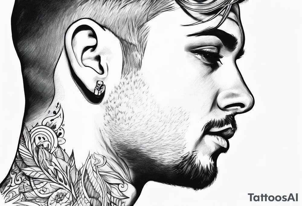 Transgender man looking in mirror, tattoo idea
