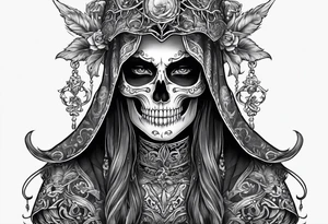 lady skeleton grim reaper satan tattoo idea