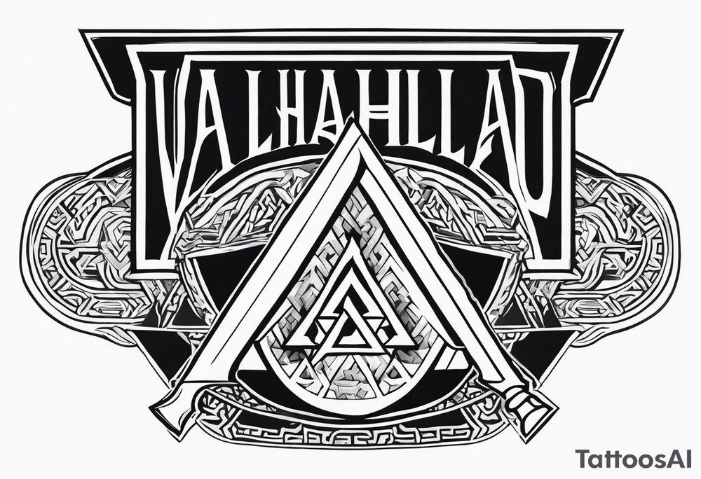 Valhalla  sword shield axe Valknut fog tattoo idea