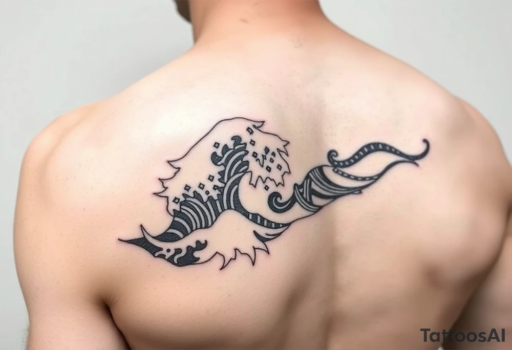 shoulder tattoo with tribal waves. tattoo idea