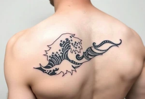 shoulder tattoo with tribal waves. tattoo idea