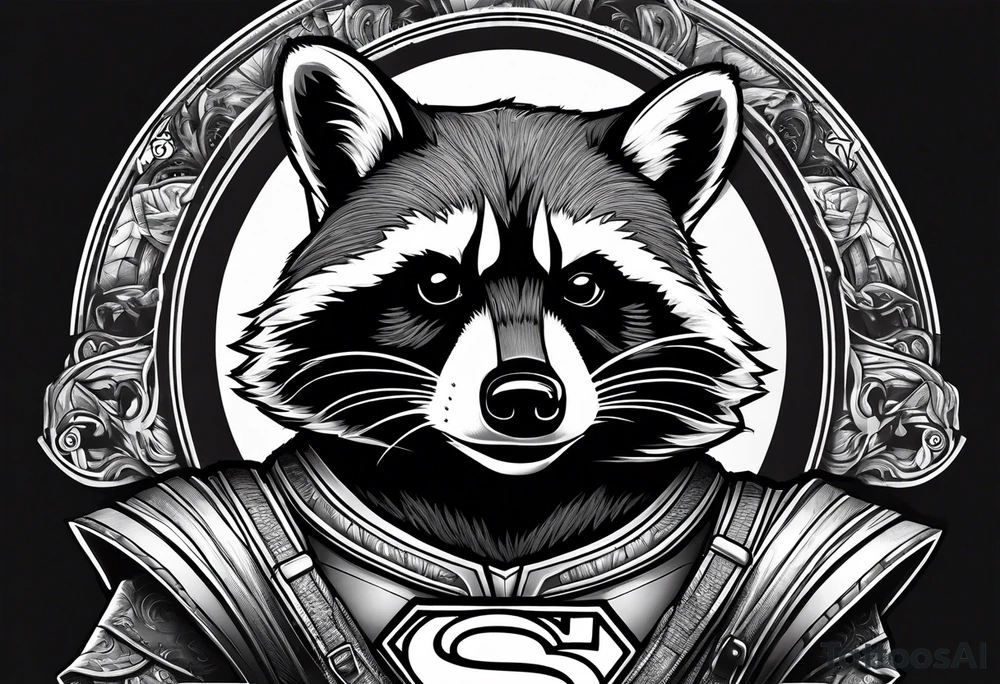 raccoon wearing a Superman t-shirt tattoo idea