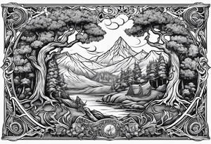 yggdrasil Viking battle scene to go on a back tattoo idea