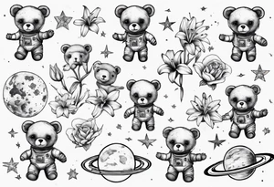 Teddy bear astronaut Lily galaxy tattoo idea