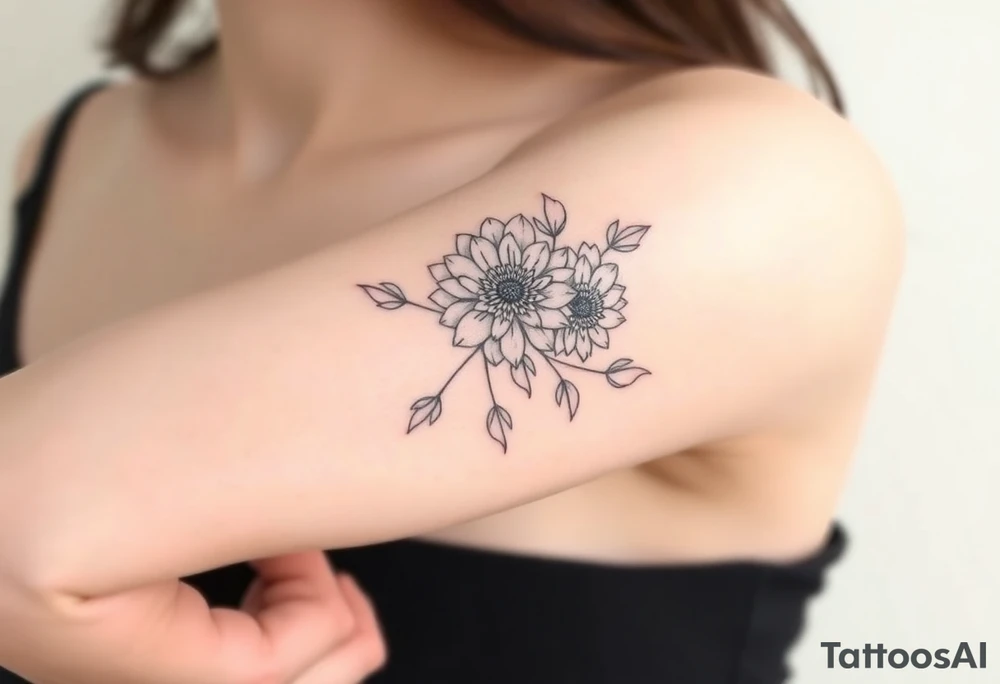 Rose and Chrysanthemum bouquet tattoo tattoo idea