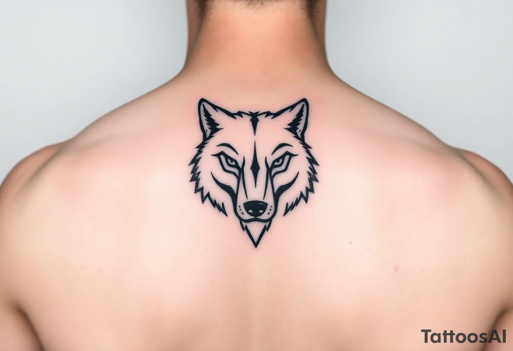 aggressive wolf head tattoo idea