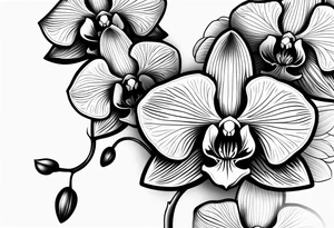 Long blue orchid with extra details tattoo idea