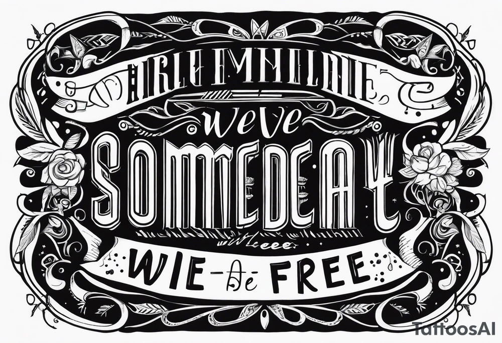 SOMEDAY WE WILL ALL BE FREE as a full sentence on one line tattoo idea