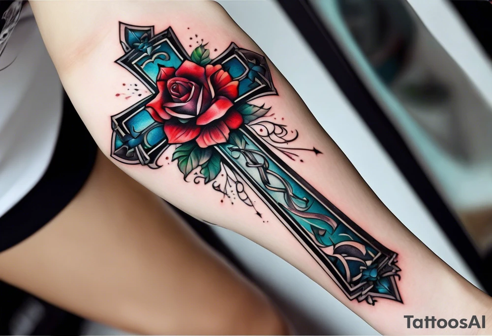 A cross on your arm tattoo idea