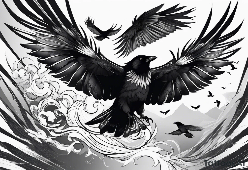3 crows flying tattoo idea