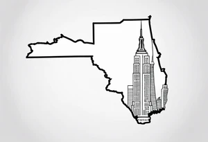 new york state outline and florida outline tattoo idea