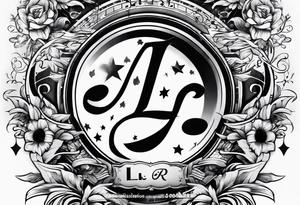 Musical theme with letters L and R tattoo idea
