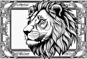 make me a lion tattoo in a rectangle frame tattoo idea
